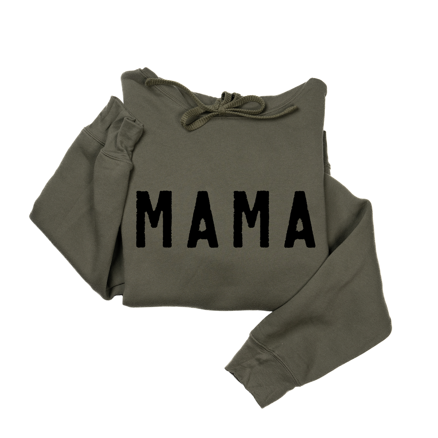 Mama (Rough, Black) - Hoodie (Military Green)