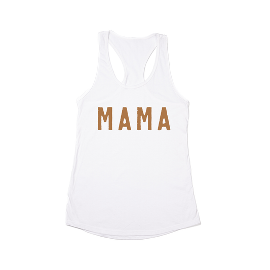Mama (Rough, Camel) - Women's Racerback Tank Top (White)