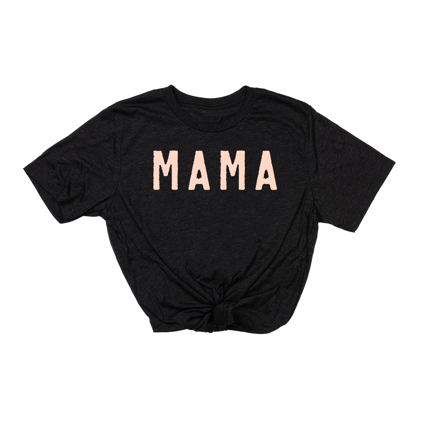 Mama (Rough,  Peach) - Tee (Charcoal Black)