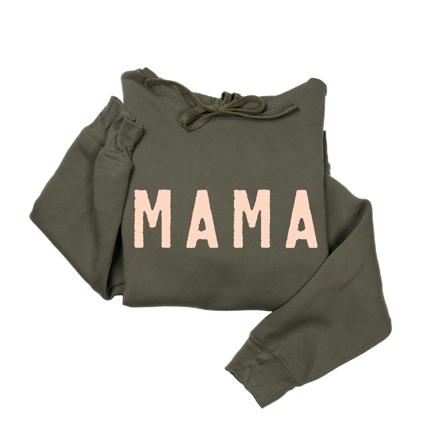Mama (Rough, Peach) - Hoodie (Military Green)