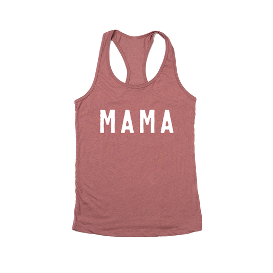 Mama (Rough, White) - Women's Racerback Tank Top (Mauve)