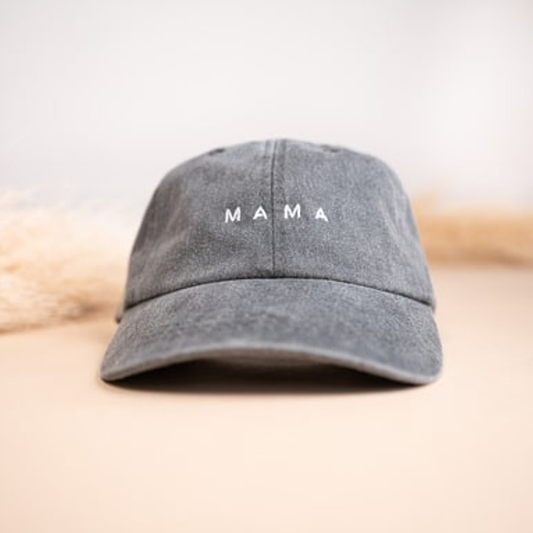 Mama (White, Small Block) - Baseball Hat (Charcoal)