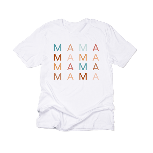 Mama (Stacked Multicolor,  Across Front) - Tee (White)