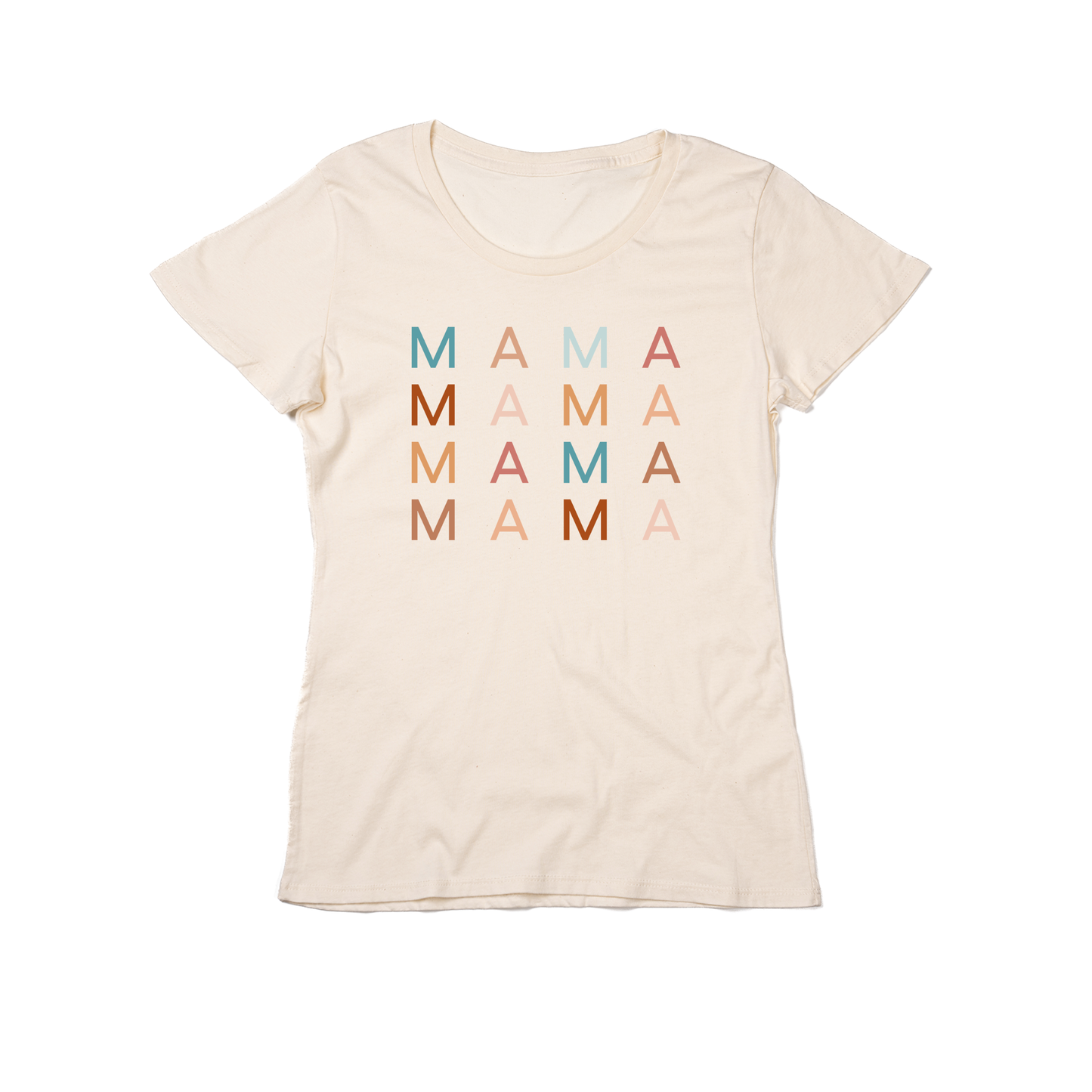 Mama (Stacked Multicolor, Across Front) - Women's Fitted Tee (Natural)
