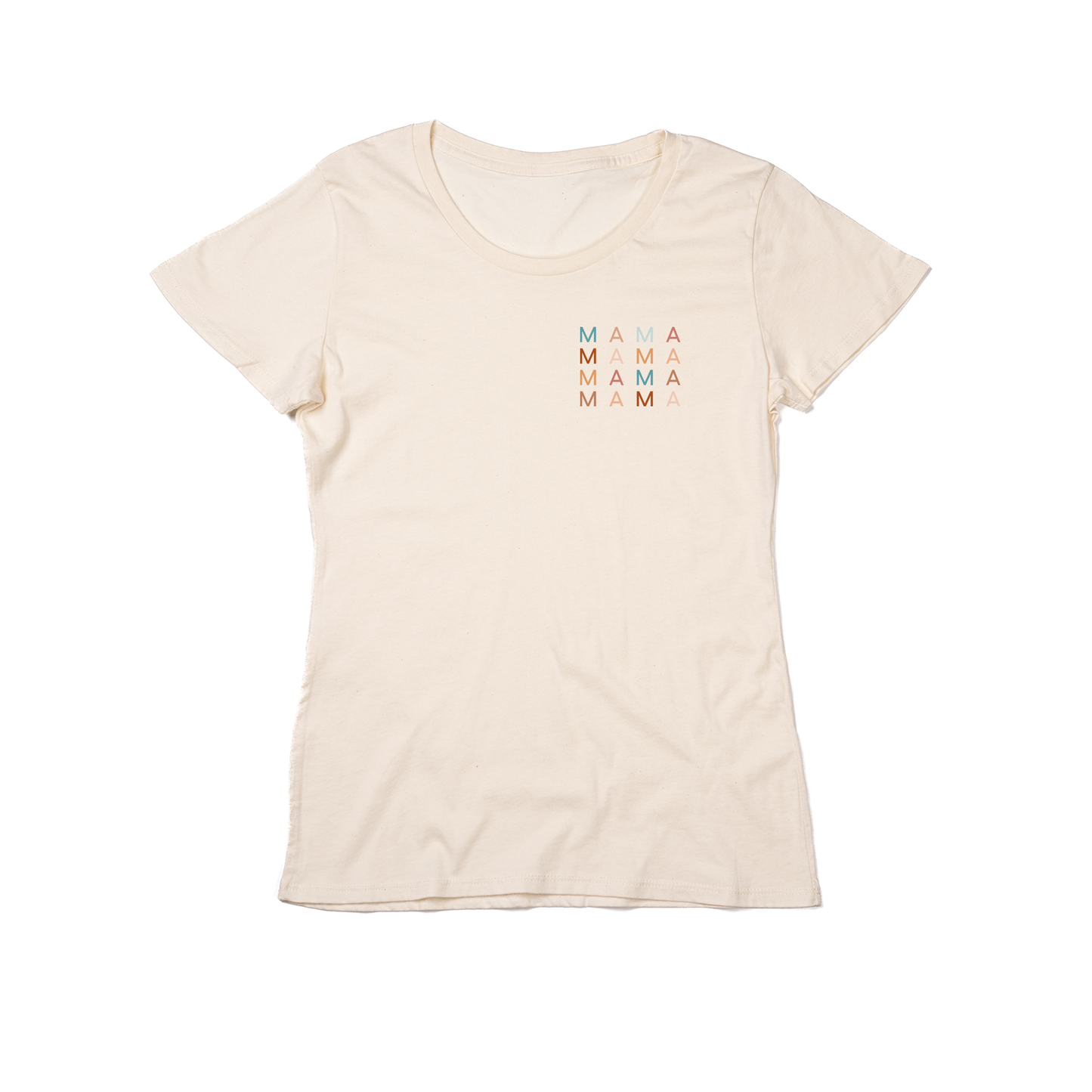 Mama (Stacked Multicolor, Pocket) - Women's Fitted Tee (Natural)