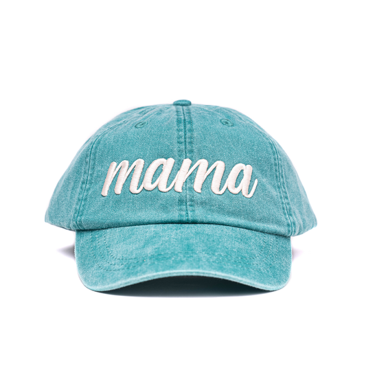 Mama (Tan, 3D Puff) - Baseball Hat (Teal)