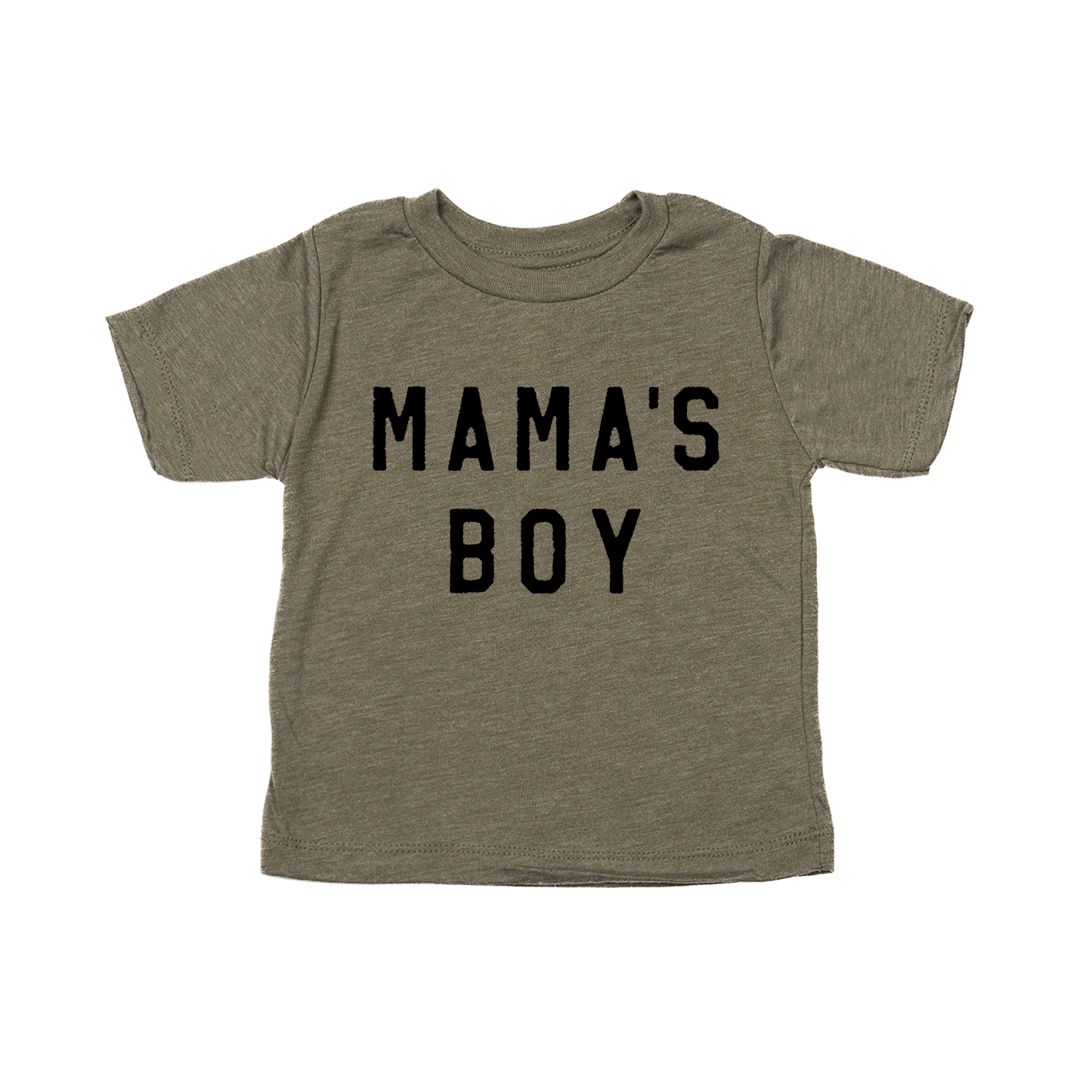 Mama's Boy (Black) - Kids Tee (Olive)