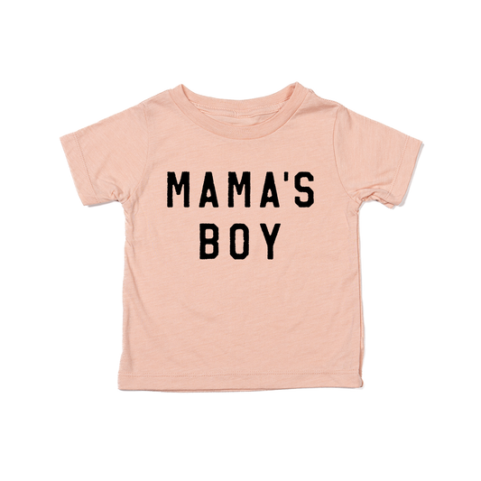 Mama's Boy (Black) - Kids Tee (Peach)