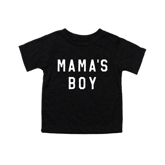 Mama's Boy (White) - Kids Tee (Charcoal Black)