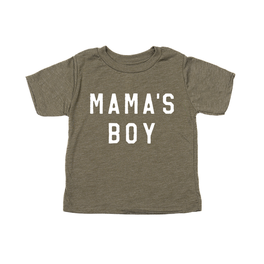 Mama's Boy (White) - Kids Tee (Olive)