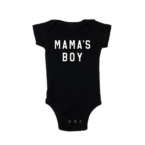 Mama's Boy (White) - Bodysuit (Black, Short Sleeve)