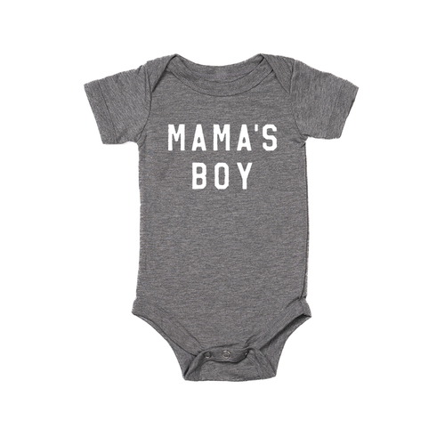 Mama's Boy (White) - Bodysuit (Gray, Short Sleeve)