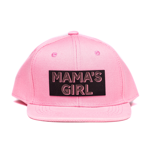 Mama's Girl (Leather Patch) - Kids Trucker Hat (Pink)