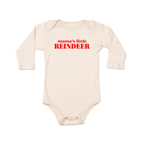 Mama's Little Reindeer (Red) - Bodysuit (Natural, Long Sleeve)