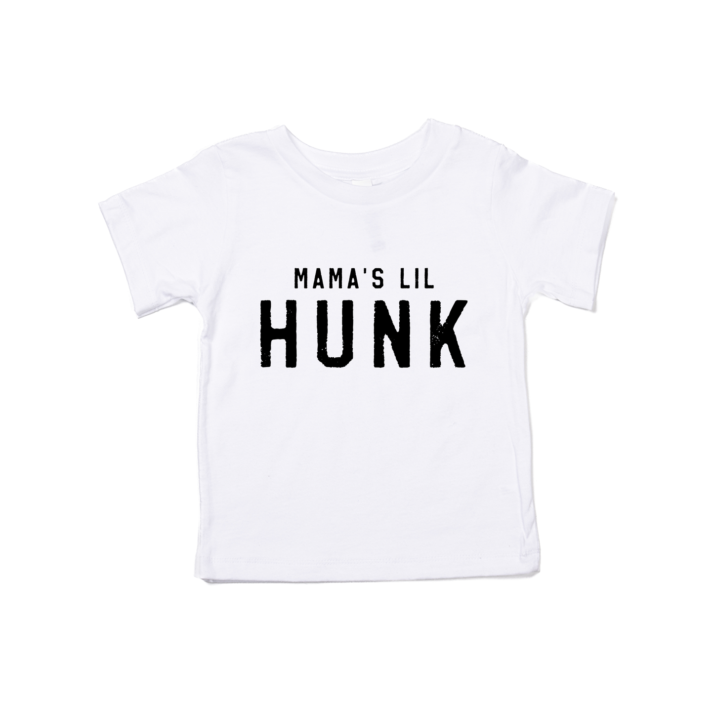 Mama's Lil Hunk (Black) - Kids Tee (White)