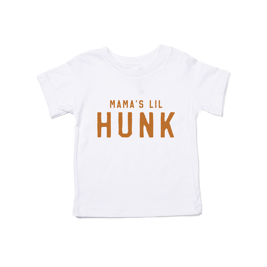 Mama's Lil Hunk (Camel) - Kids Tee (White)