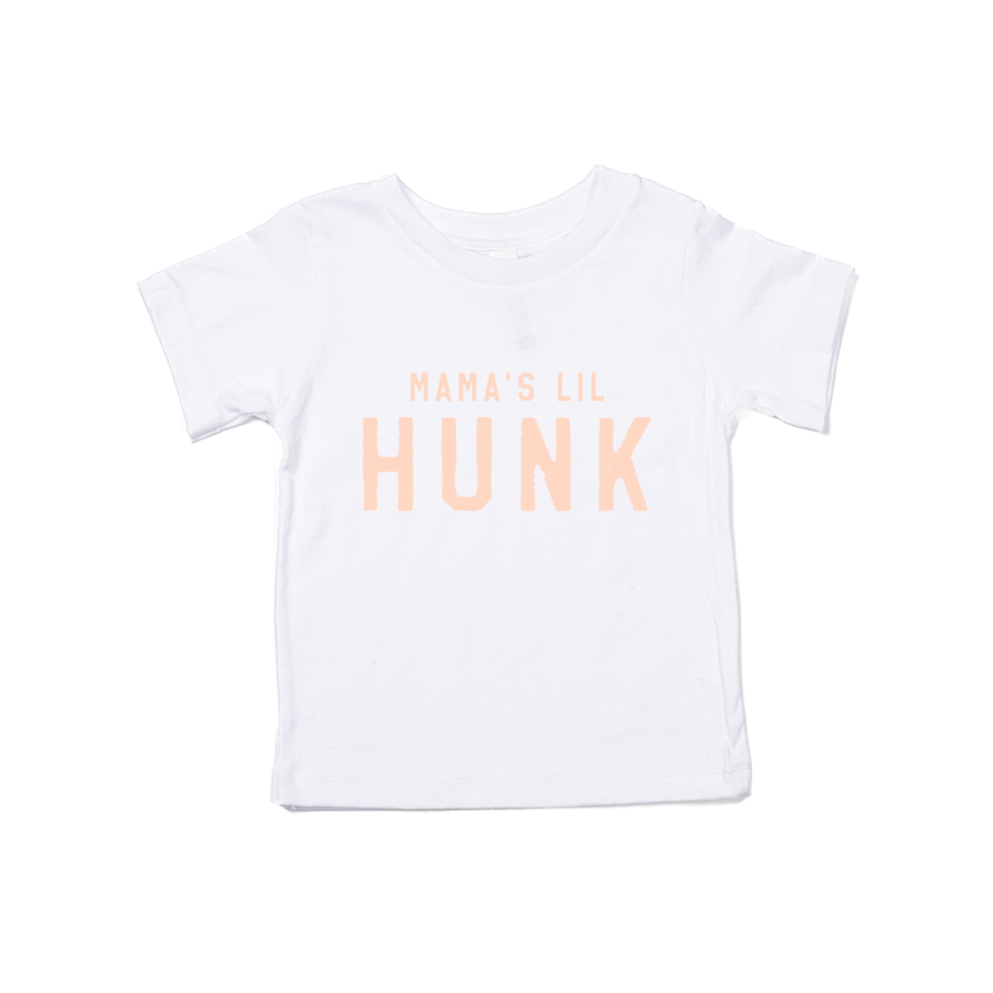 Mama's Lil Hunk (Peach) - Kids Tee (White)