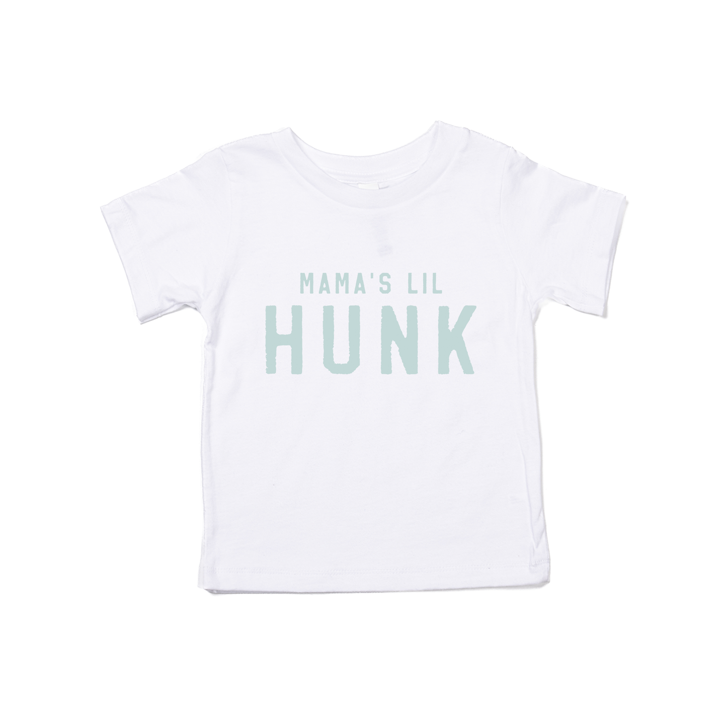 Mama's Lil Hunk (Sky) - Kids Tee (White)