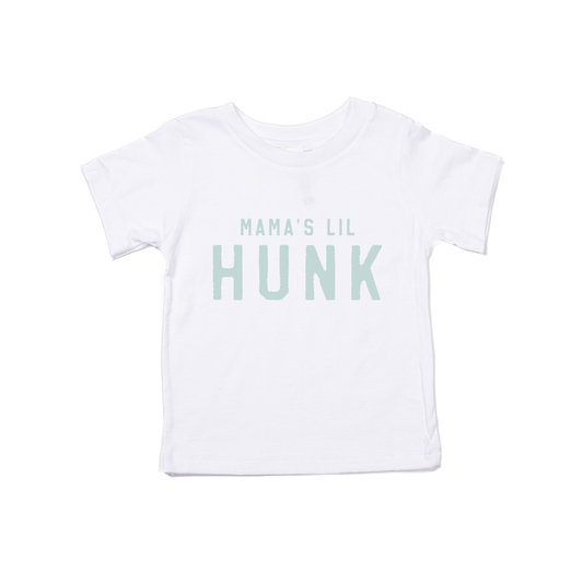 Mama's Lil Hunk (Sky) - Kids Tee (White)