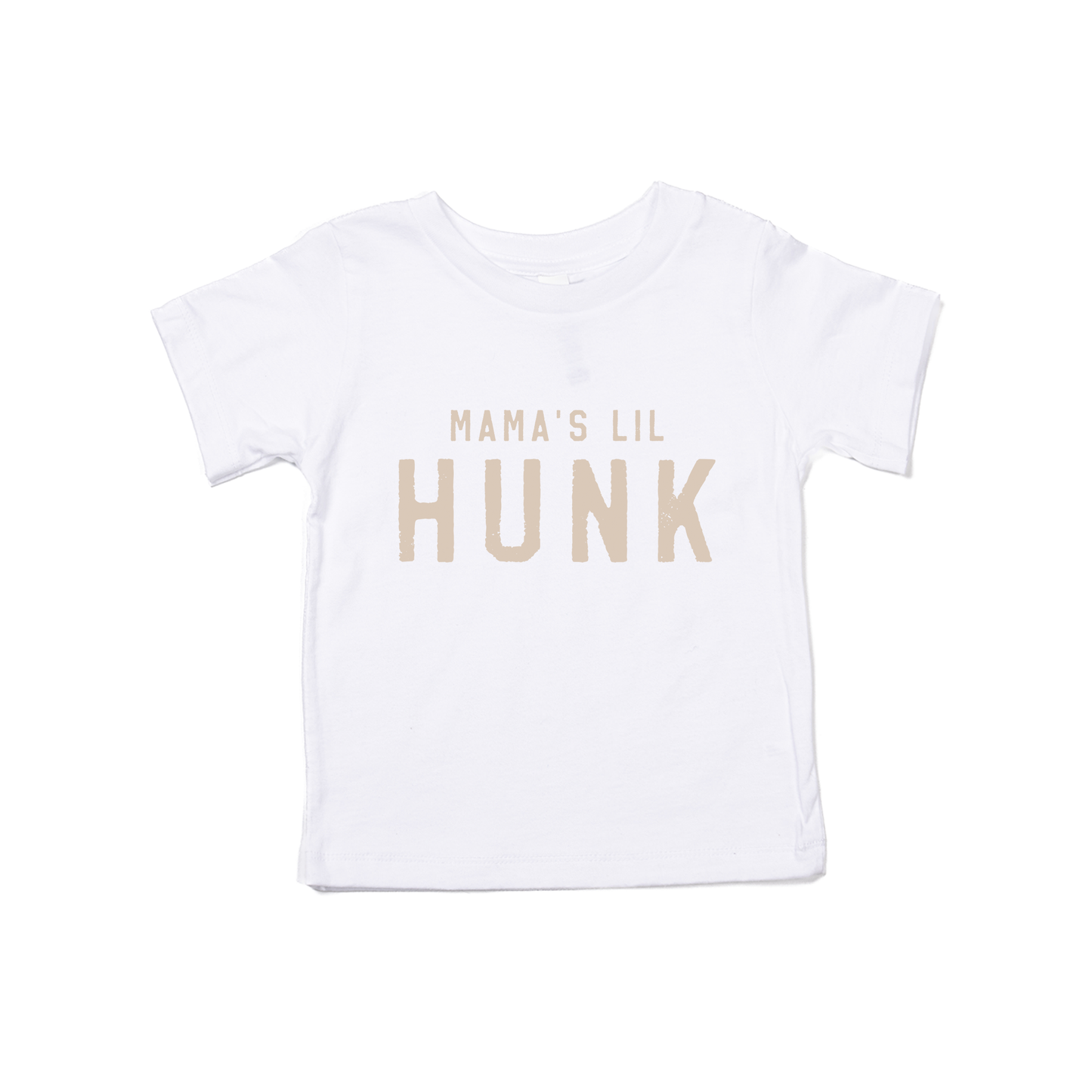 Mama's Lil Hunk (Stone) - Kids Tee (White)