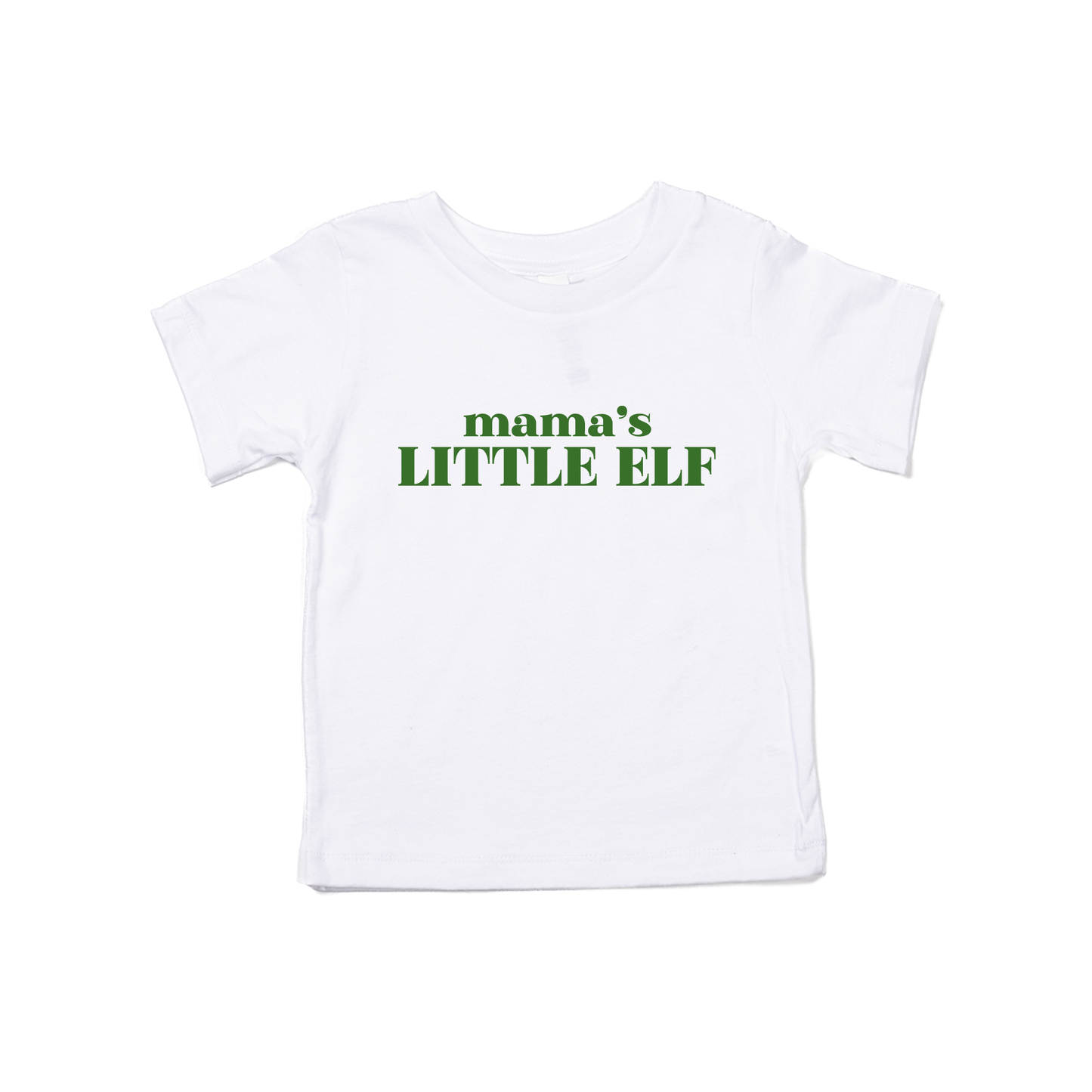 Mama's Little Elf (Green) - Kids Tee (White)