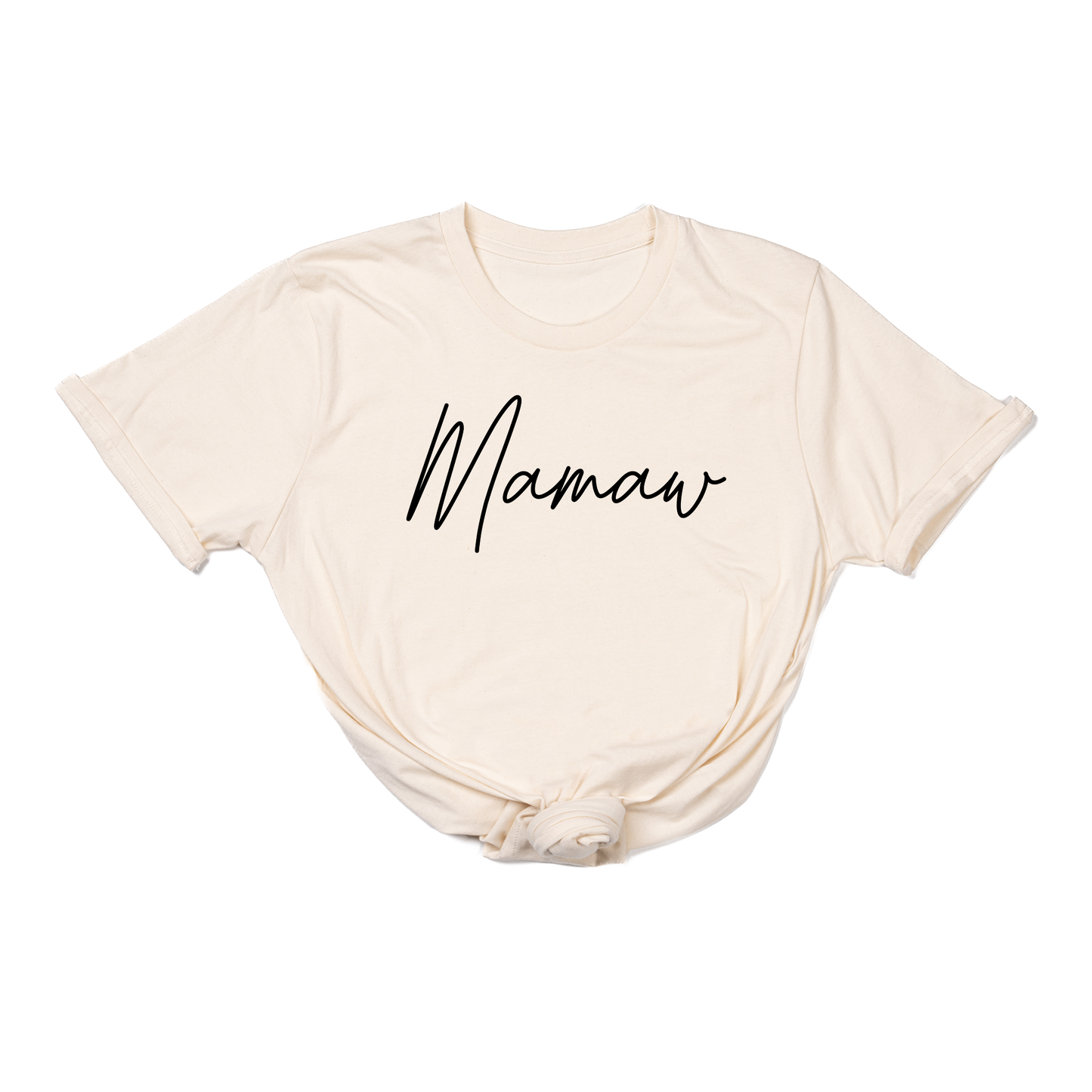 Mamaw (Rose Script, Across Front) - Tee (Natural)