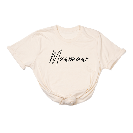 Mawmaw (Rose Script, Across Front) - Tee (Natural)