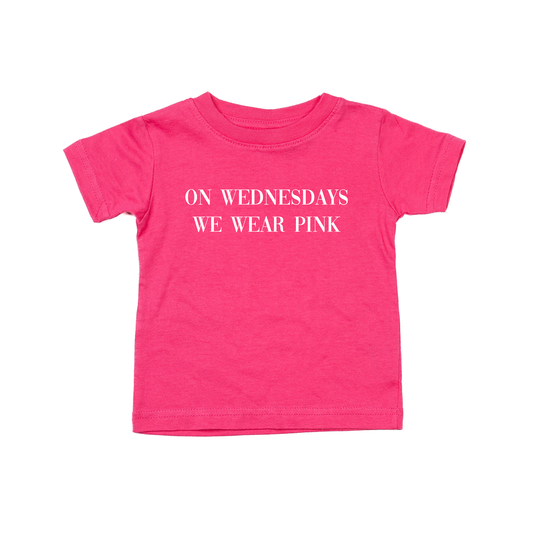 On Wednesdays we wear pink (White) - Kids Tee (Hot Pink)
