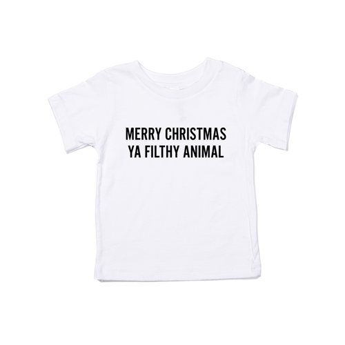 Merry Christmas Ya Filthy Animal  (Version 1, Black) - Kids Tee (White)