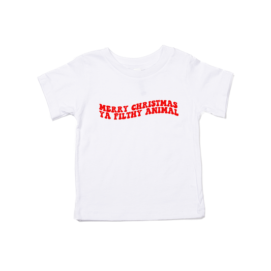 Merry Christmas Ya Filthy Animal (Version 2, Red) - Kids Tee (White)