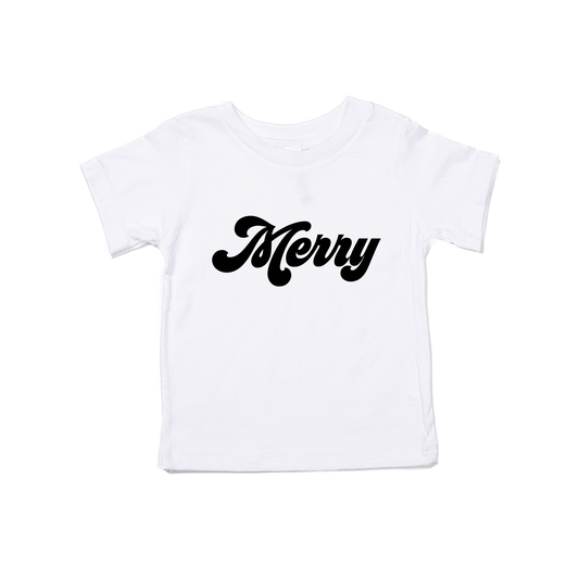 Merry (Retro, Black) - Kids Tee (White)