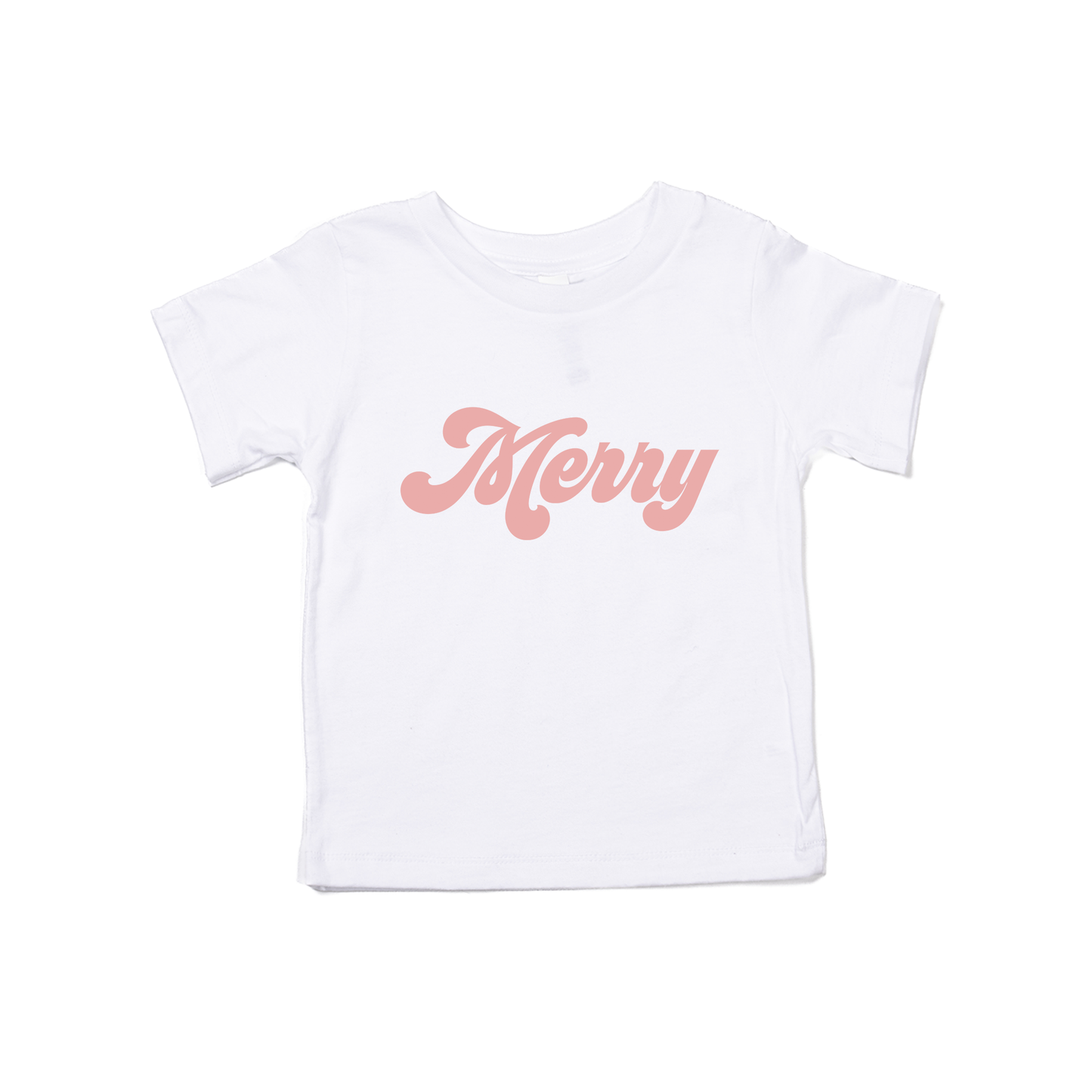 Merry (Retro, Pink) - Kids Tee (White)