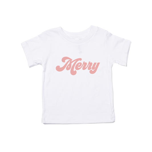 Merry (Retro, Pink) - Kids Tee (White)