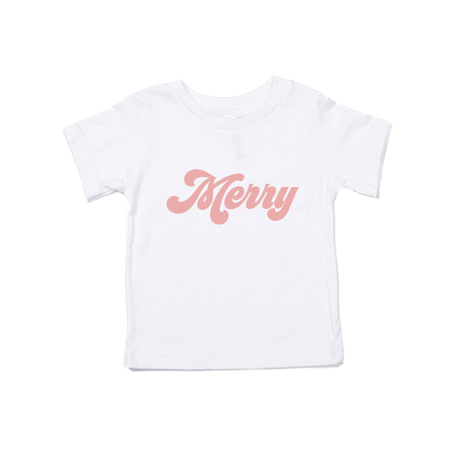 Merry (Retro, Pink) - Kids Tee (White)