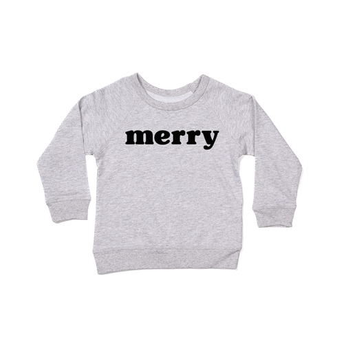 Merry (Bold, Black) - Kids Sweatshirt (Heather Gray)
