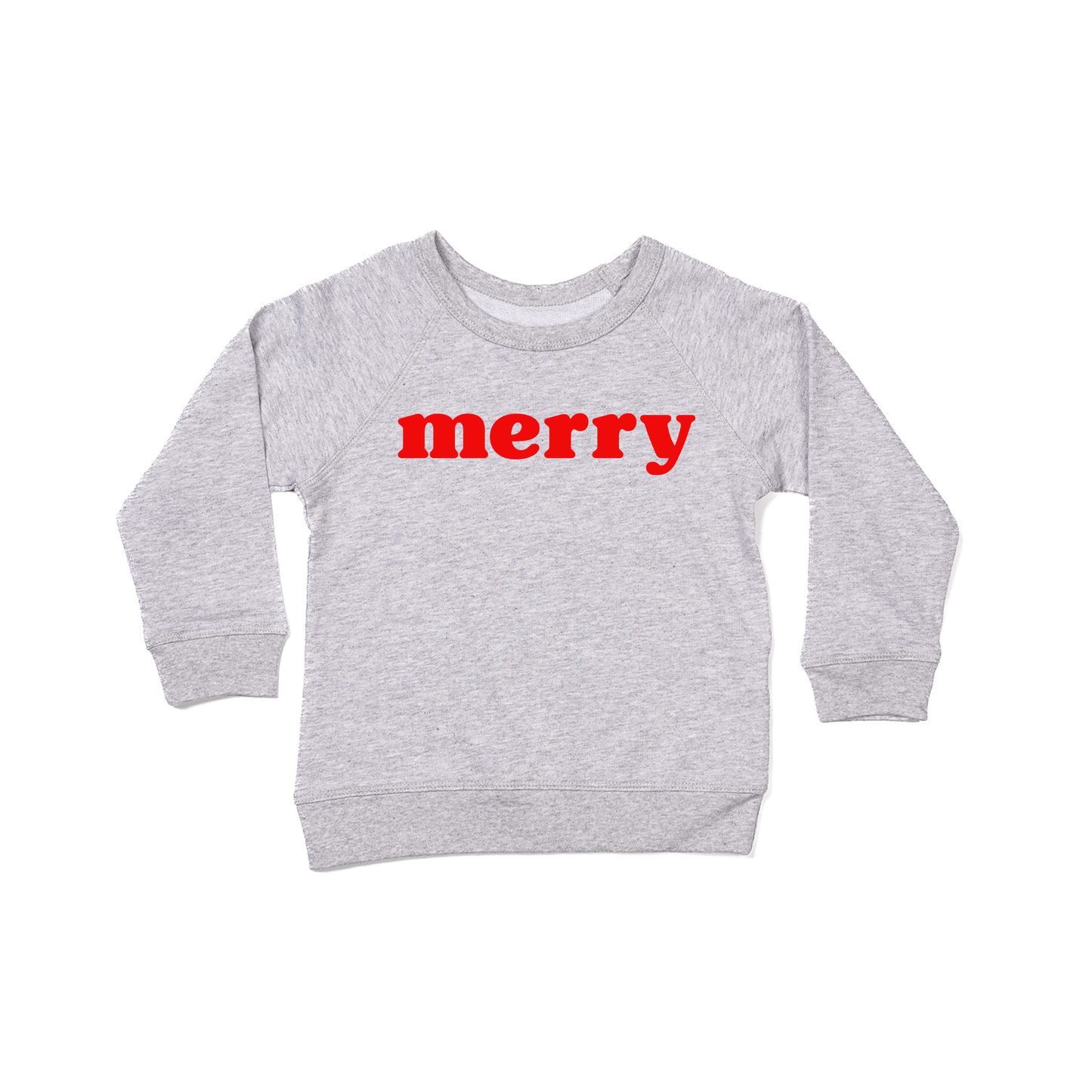 Merry (Bold, Red) - Kids Sweatshirt (Heather Gray)
