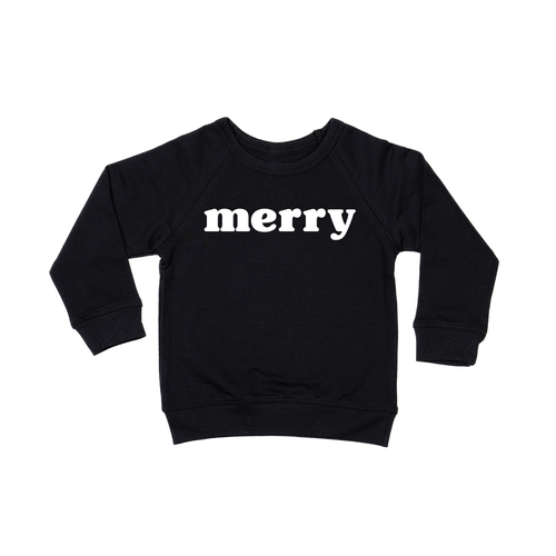 Merry (Bold, White) - Kids Sweatshirt (Black)