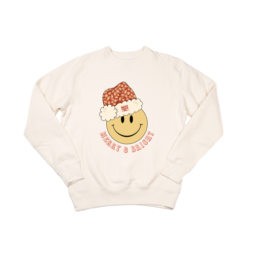 Merry & Bright Smiley Face - Heavyweight Sweatshirt (Natural)
