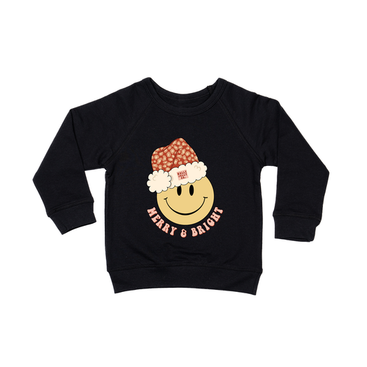 Merry & Bright Smiley Face - Kids Sweatshirt (Black)