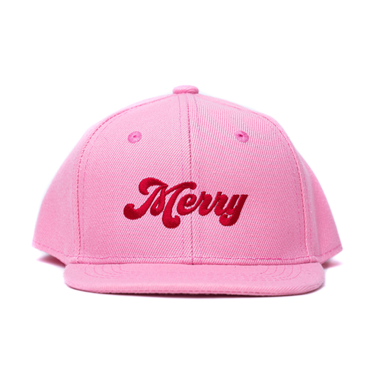 Merry (Red, Retro) - Kids Trucker Hat (Pink)