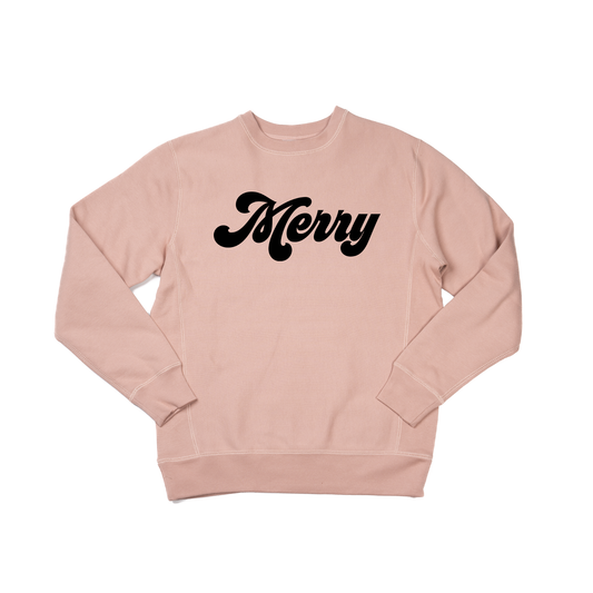 Merry (Retro, Black) - Heavyweight Sweatshirt (Dusty Rose)