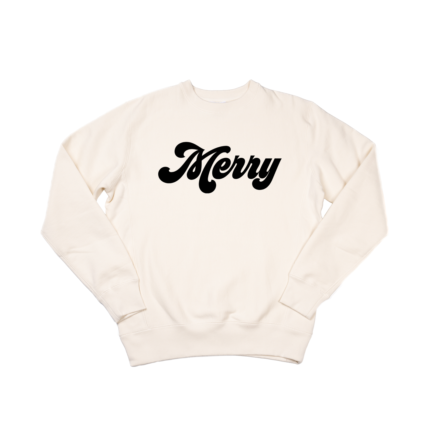 Merry (Retro, Black) - Heavyweight Sweatshirt (Natural)