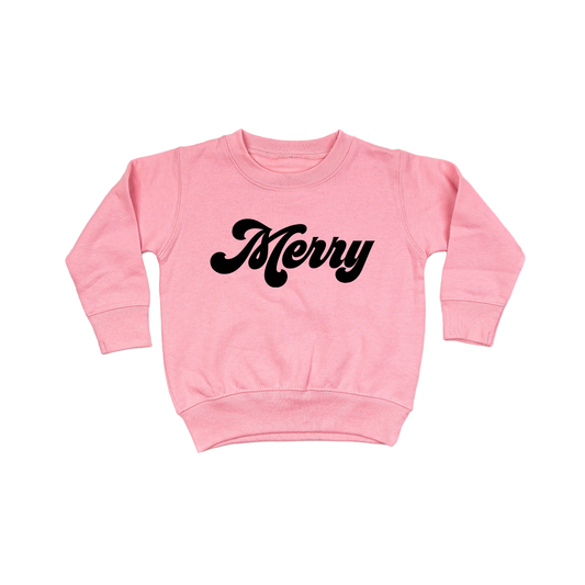 Merry (Retro, Black) - Kids Sweatshirt (Pink)