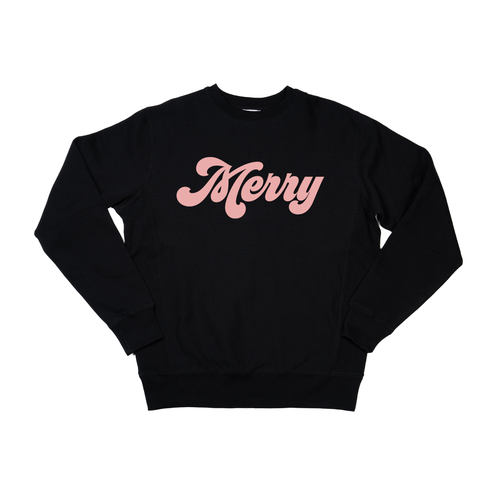Merry (Retro, Pink) - Heavyweight Sweatshirt (Black)