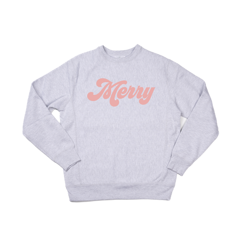 Merry (Retro, Pink) - Heavyweight Sweatshirt (Heather Gray)