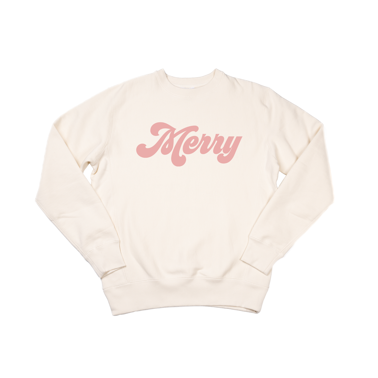 Merry (Retro, Pink) - Heavyweight Sweatshirt (Natural)