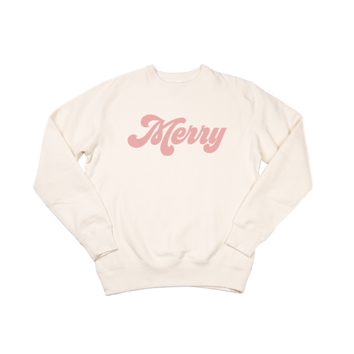 Merry (Retro, Pink) - Heavyweight Sweatshirt (Natural)