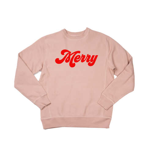 Merry (Retro, Red) - Heavyweight Sweatshirt (Dusty Rose)
