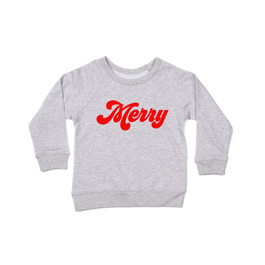 Merry (Retro, Red) - Kids Sweatshirt (Heather Gray)