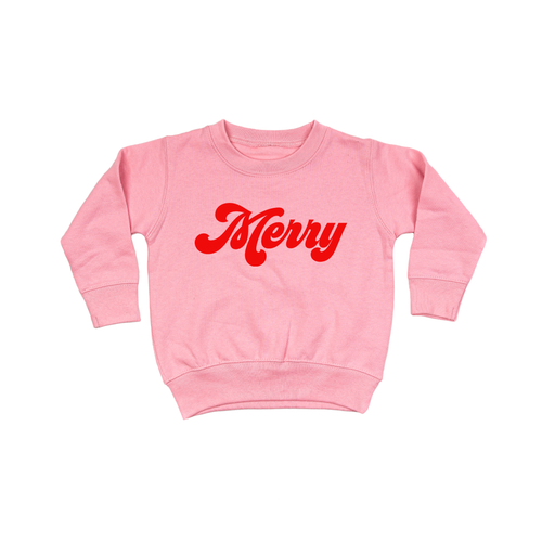 Merry (Retro, Red) - Kids Sweatshirt (Pink)